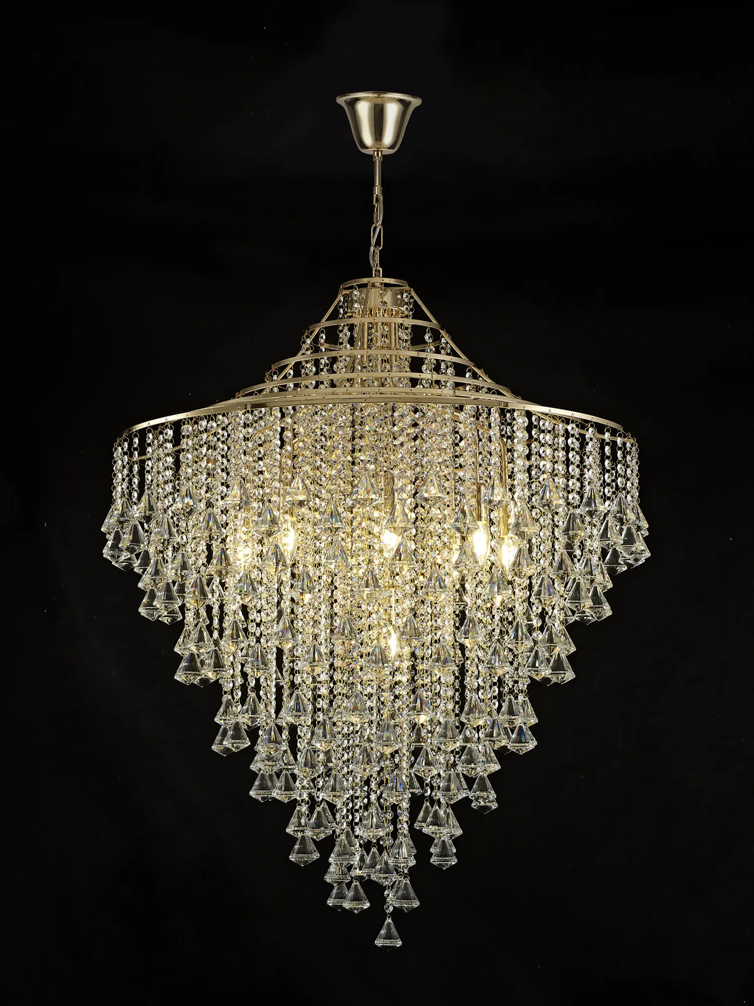 Inina French Gold Crystal Ceiling Lights Diyas Statement Crystal Fittings
